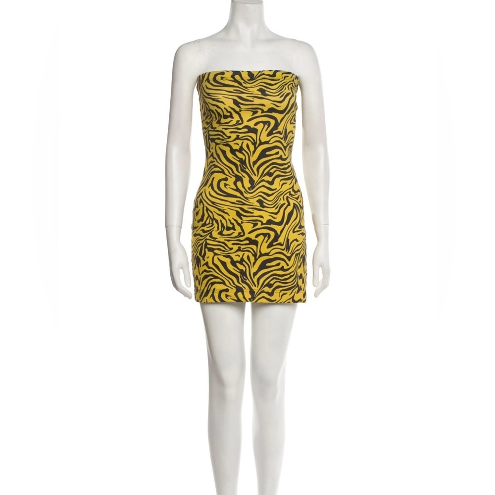 MIAOU Lotte Dress in Yellow Zebra Print designer Y2K 90’s vibe animal print sz S - Picture 2 of 8